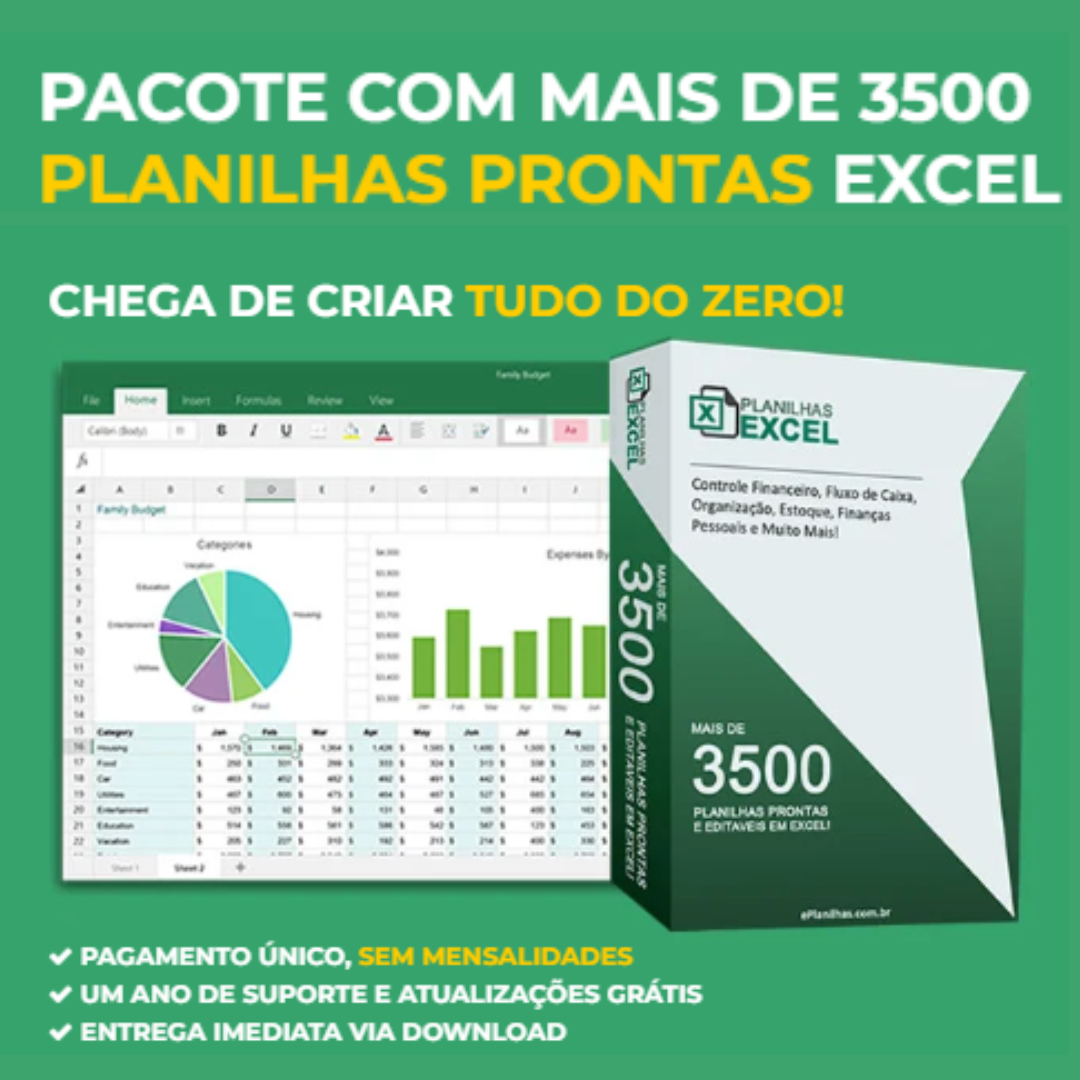 PACOTE COM MAIS DE 3500 PLANILHAS PRONTAS