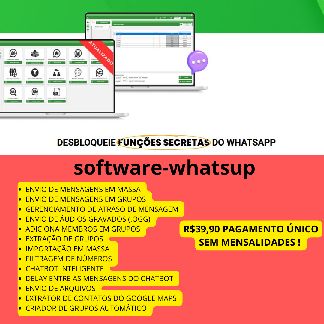🚀 SOFTWARE-WHATSUP( LICENÇA VITALÍCIA )